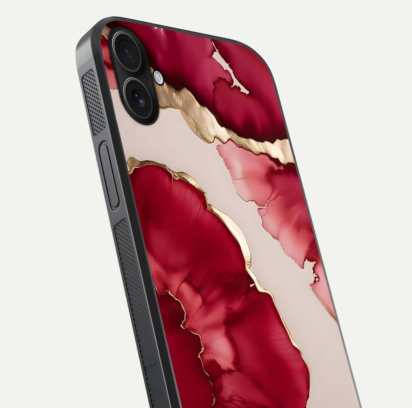 Pink & White Marble Glass Case For iPhone 16 Plus
