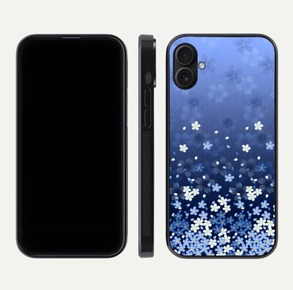 Blue Starry Glass Case for iPhone 16 Plus dual-view layout showing star spread and smooth edge shine
