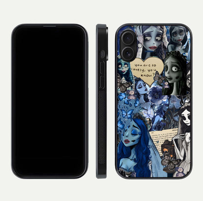 Corpse Bride Posters Glass Case for iPhone 16 Plus dual-view layout displaying cinematic tones and HD finish