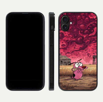 Courage Under Sky Glass Case for iPhone 16 Plus dual-view layout displaying text alignment and glass finish