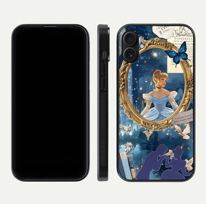 Midnight Queen Glass Case for iPhone 16 Plus front & back layout displaying regal tones and smooth edges