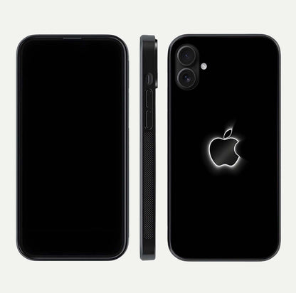 Neon Apple Glow Glass Case for iPhone 16 Plus front & back layout showing bright tones and edge curve