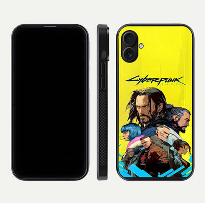 Neon Rebel Genesis Glass Case for iPhone 16 Plus front & back layout highlighting futuristic theme and curves