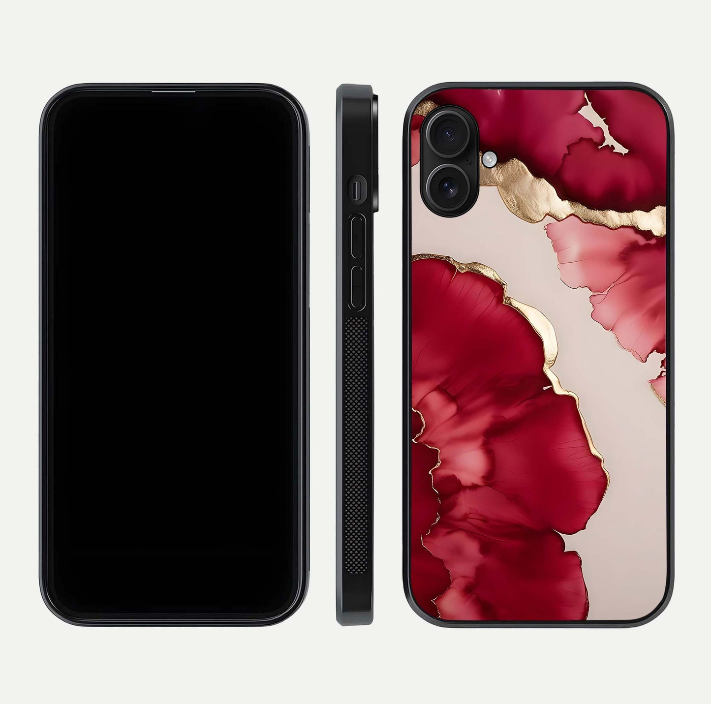 Pink & White Marble Glass Case For iPhone 16 Plus