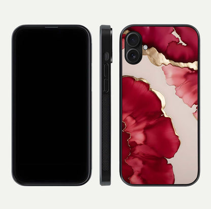 Pink & White Marble Glass Case For iPhone 16 Plus