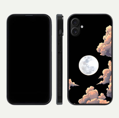 Shade Cloud Moon Glass Case for iPhone 16 Plus front & back layout showing soft gradient tones and edges