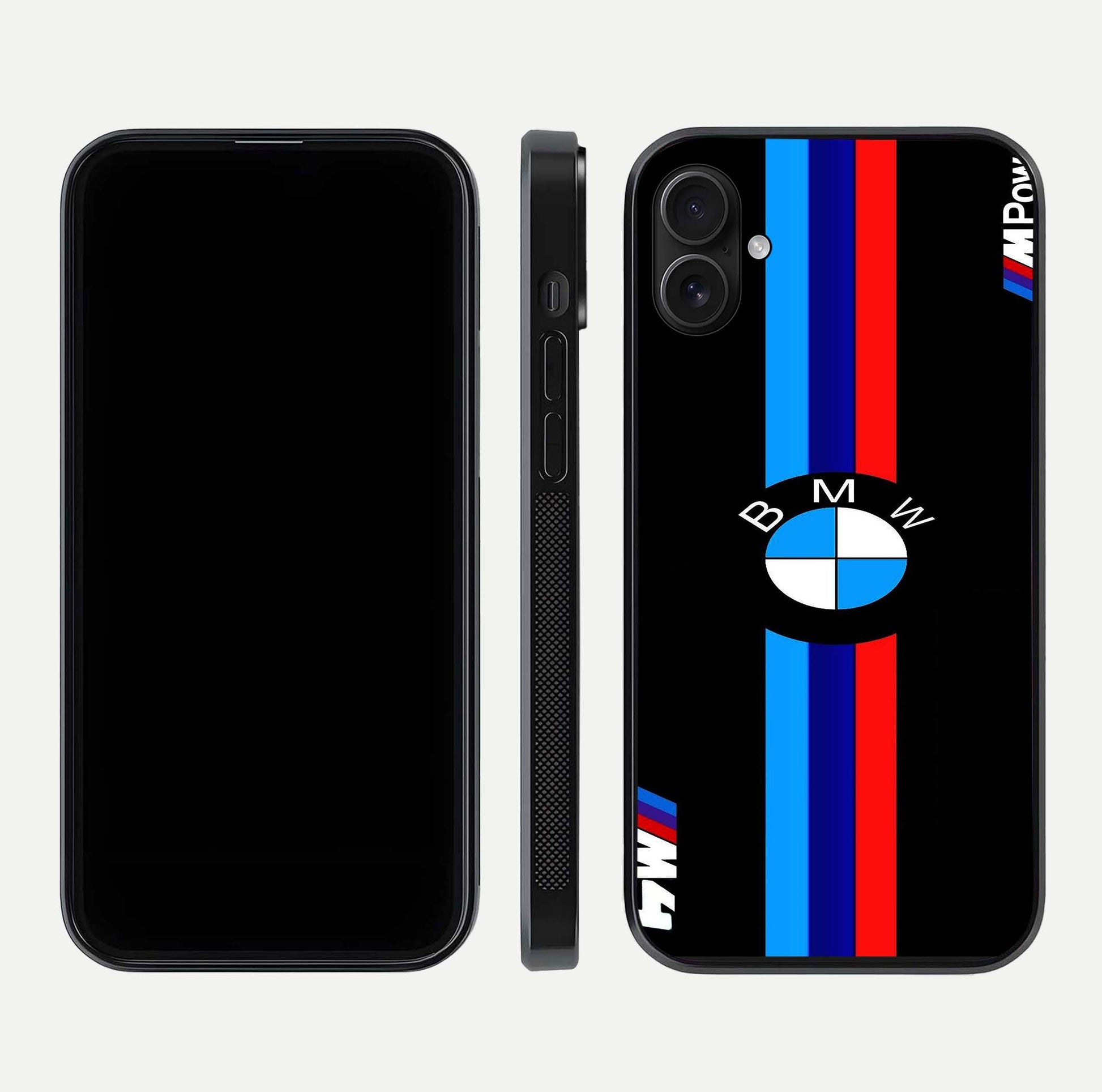 Turbo BMW Beast Glass Case for iPhone 16 Pro front & back layout showing bold design and smooth finish