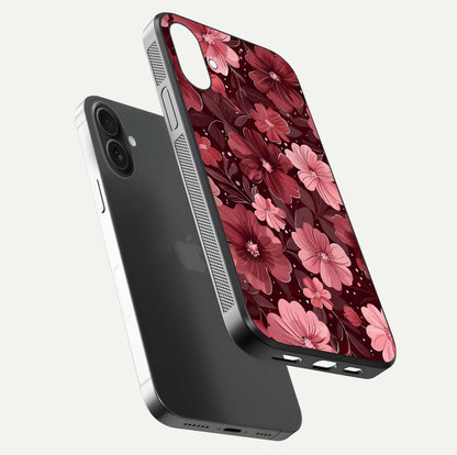 Flower Blush Bloom Glass Case for iPhone 16 Plus floating mockup showing shine polish and elegant look
