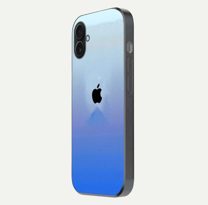 Gradient Apple Vibe Glass Case for iPhone 16 Plus side-angle image showing reflection glow and elegant surface
