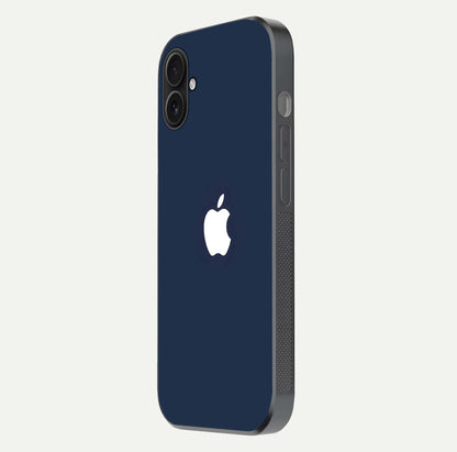 Minimal Apple Night Glass Case for iPhone 16 Plus side-angle image showing sleek reflection and clean gloss