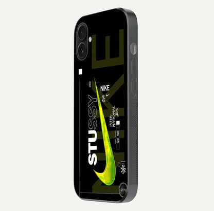 Neon Street Edition Glass Case for iPhone 16 Plus side-angle image showing reflection depth and modern tones