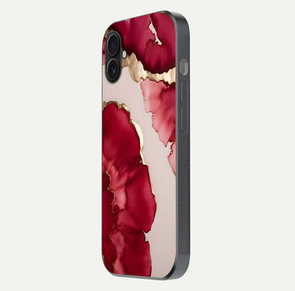 Pink & White Marble Glass Case For iPhone 16 Plus