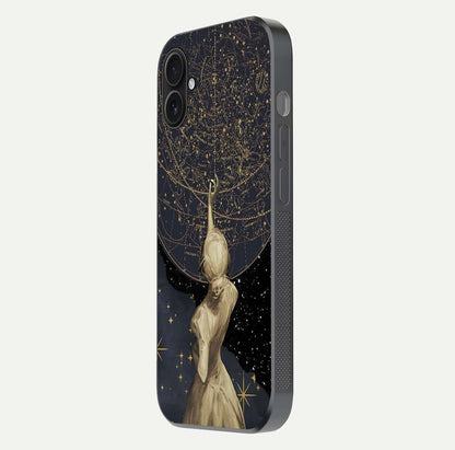 Taylor Swift Girl Glass Case for iPhone 16 Plus side-angle image showing glossy surface and color tone