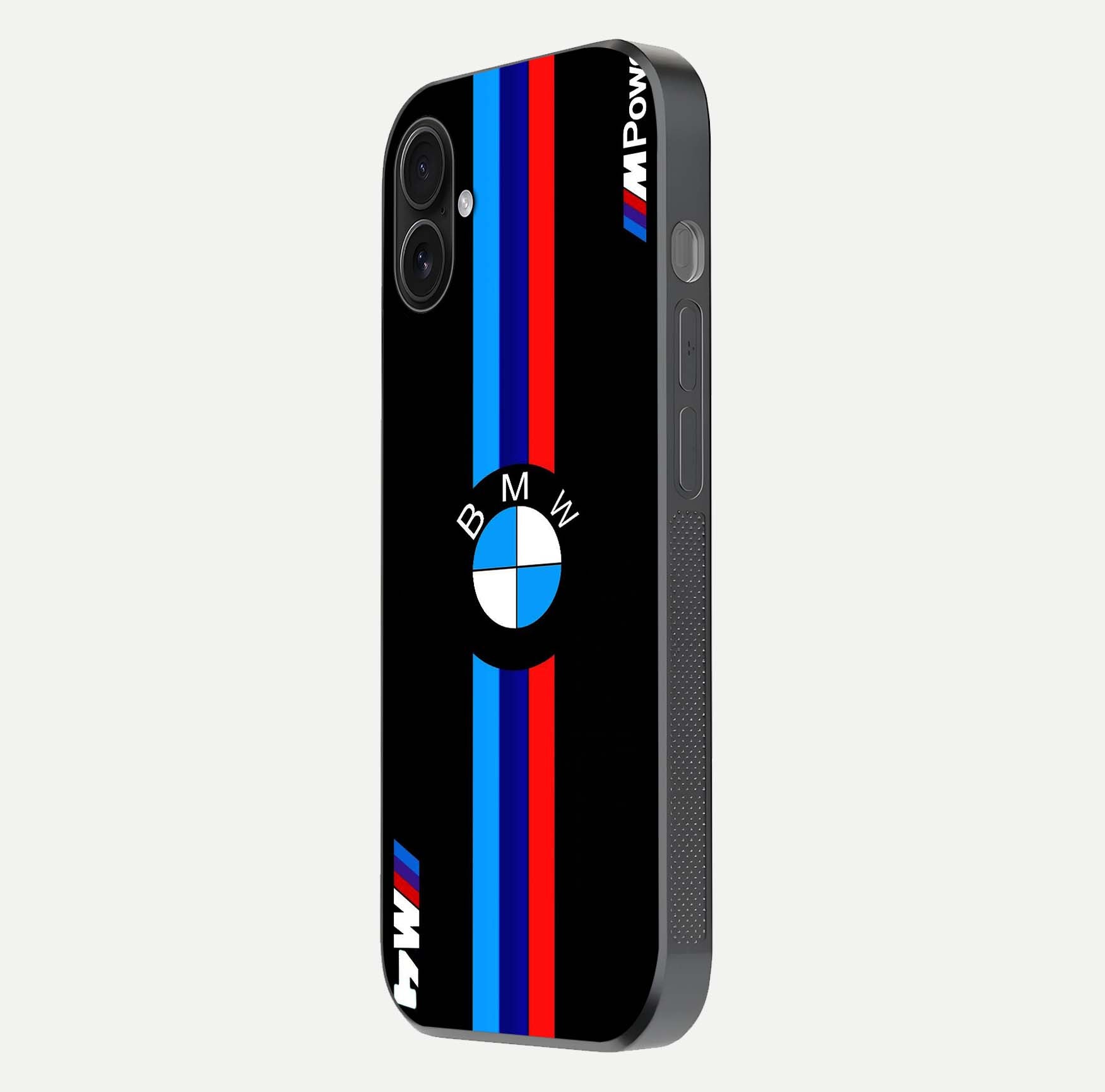 Turbo BMW Beast Glass Case for iPhone 16 Pro side-angle image showing reflection and sleek edge styling