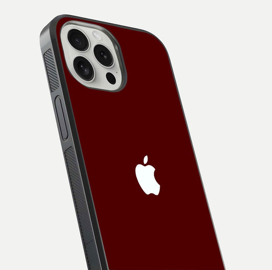 Apple Crimson Core Glass Case for iPhone 16 Pro close-up angle showing deep crimson tone and HD glass reflection