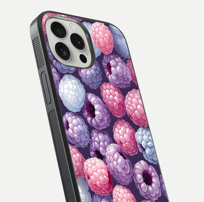 Berry Candy Pop Glass Case for iPhone 16 Pro close-up shot revealing candy-style texture and reflective surface