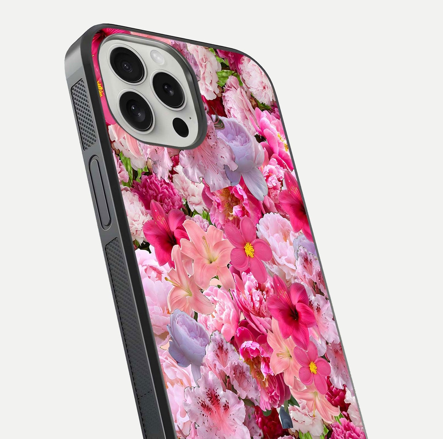Bloom Crush Fantasy Glass Case for iPhone 16 Pro close-up image showing color gradient and petal detailing