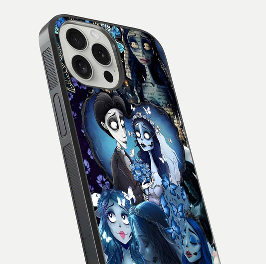 Butterfly Ghost Soul Glass Case for iPhone 16 Pro close-up shot showing ethereal wing patterns and reflection