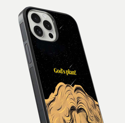 Celestial God’s Plan Glass Case for iPhone 16 Pro close-up angled shot highlighting celestial details and reflection