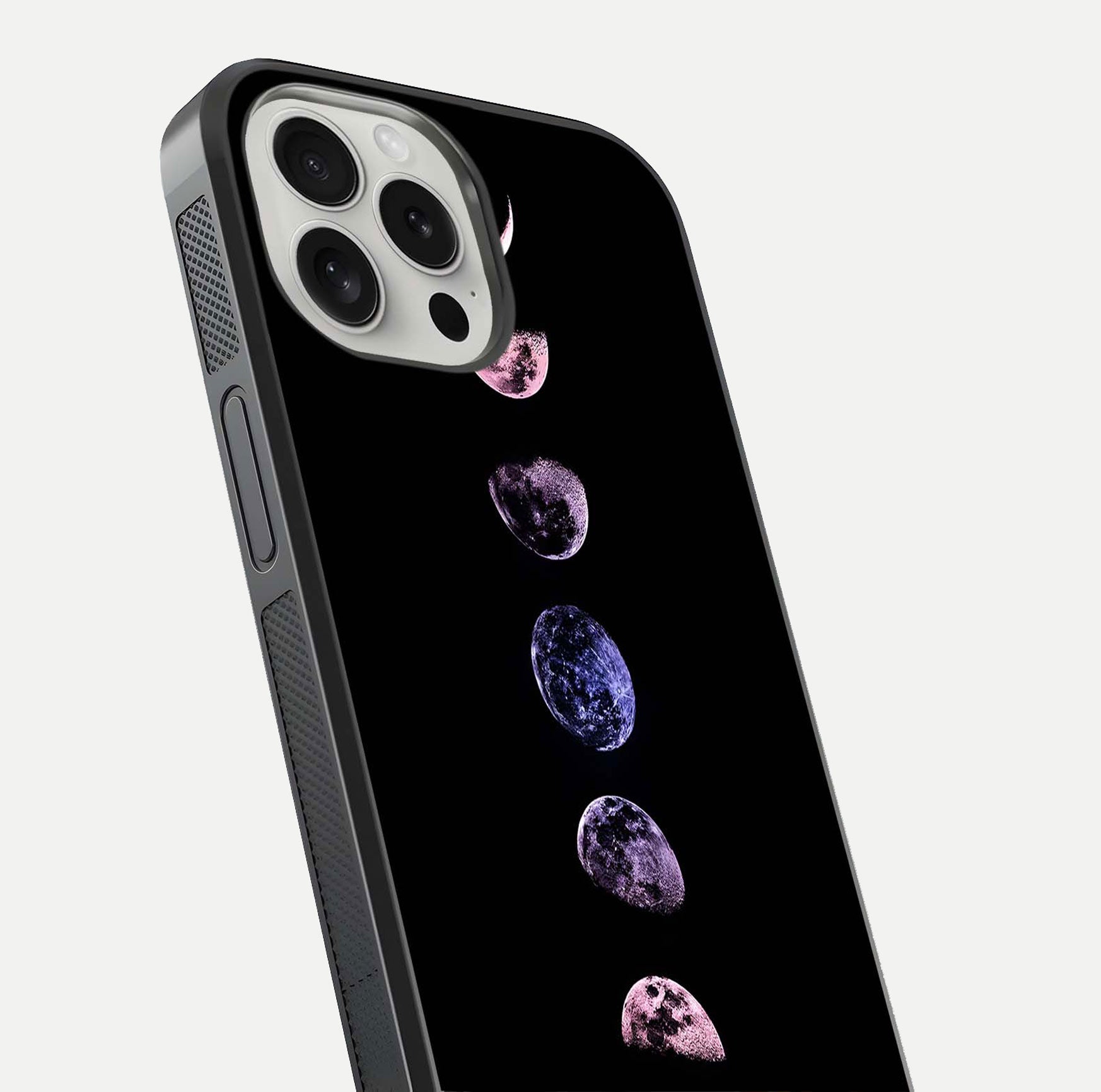 Crimson All Planets Glass Case for iPhone 16 Pro close-up highlighting planet details and reflection polish
