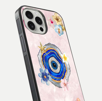 Divine Aura Bloom Glass Case for iPhone 16 Pro close-up highlighting flower glow and reflection tone