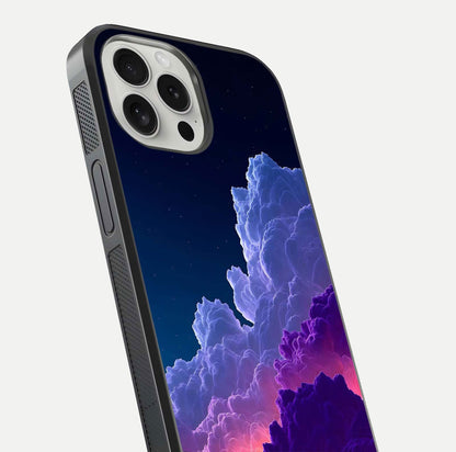 Dreamy Cloud Skies Glass Case for iPhone 16 Pro close-up highlighting soft gradient tones and reflection glow