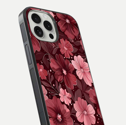 Flower Blush Bloom Glass Case for iPhone 16 Pro close-up highlighting pastel tones and reflection clarity