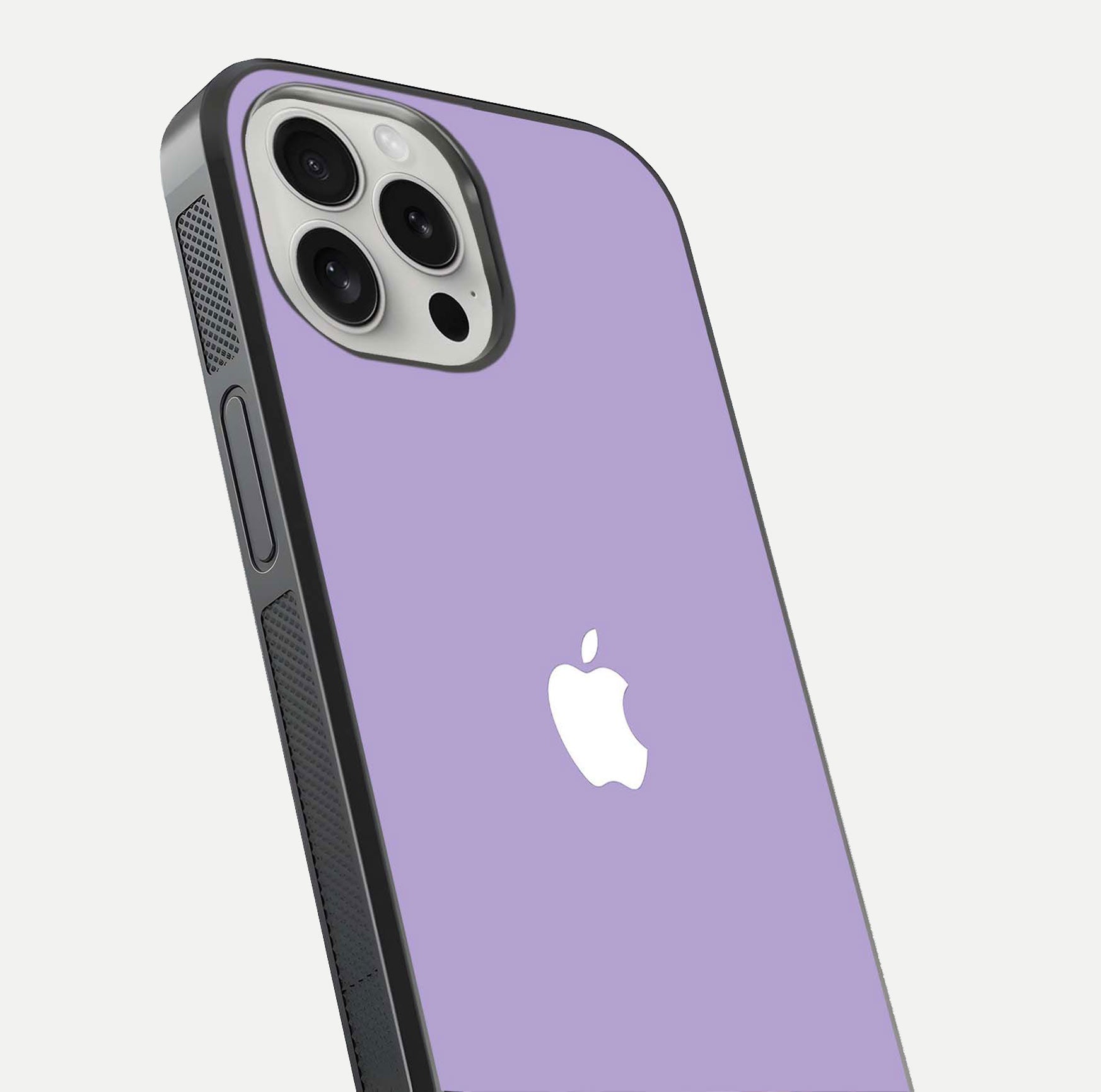 Lavender Soft Minimal Glass Case for iPhone 16 Pro close-up angled shot showing clean color texture and shine