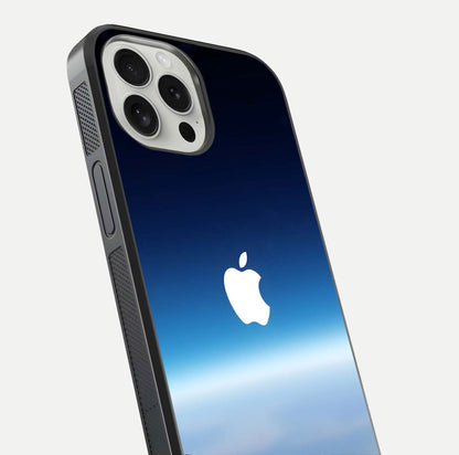 Minimal Apple Sky Glass Case for iPhone 16 Pro close-up angled shot showing pastel blue hues and reflection
