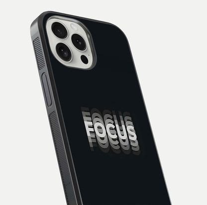 Mono Focus Vision Glass Case for iPhone 16 Pro close-up angled shot highlighting minimal contrast and reflection