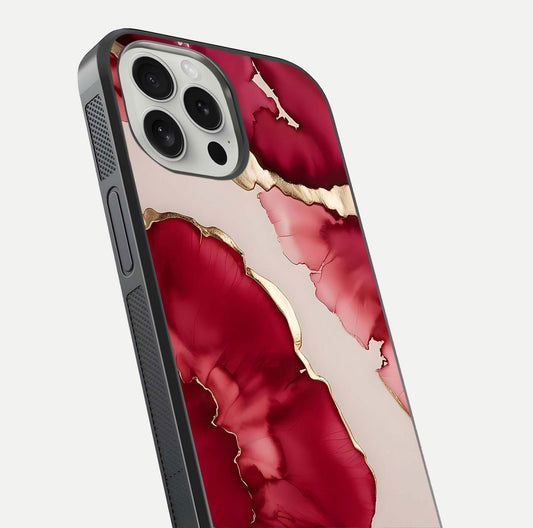 Pink & White Marble Glass Case For iPhone 16 Pro
