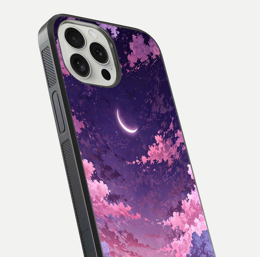 Sky Drift Clouds Glass Case for iPhone 16 Pro close-up angled shot highlighting cloud texture and reflection
