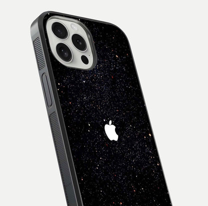 Starry Apple Galaxy Glass Case for iPhone 16 Pro close-up angled shot highlighting star details and gloss