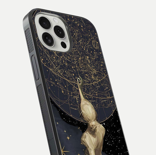 Taylor Swift Girl Glass Case for iPhone 16 Pro close-up angled shot highlighting texture and HD reflection