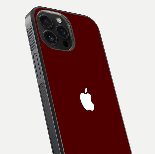 Apple Crimson Core Glass Case for iPhone 16 Pro Max close-up angle showing deep crimson tone and HD glass reflection