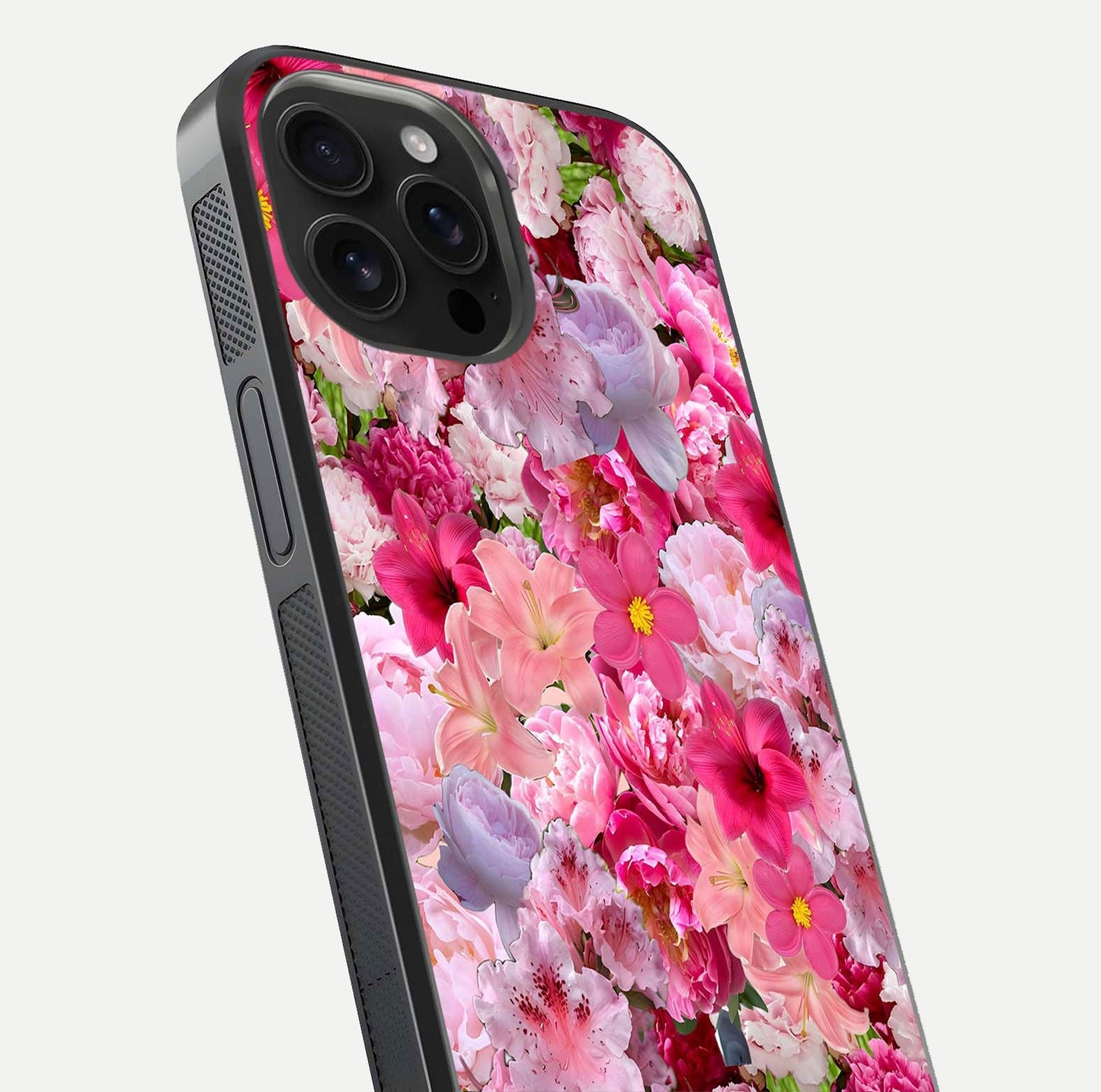 Bloom Crush Fantasy Glass Case for iPhone 16 Pro Max close-up image showing color gradient and petal detailing