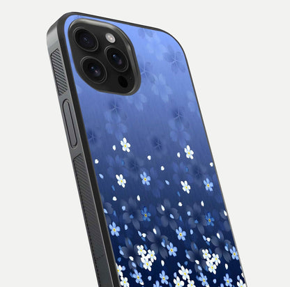 Blue Starry Glass Case for iPhone 16 Pro Max close-up image highlighting sparkle details and midnight blue gradient