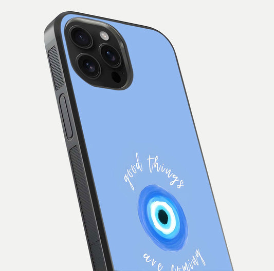 Bright Future Ahead Glass Case for iPhone 16 Pro Max close-up image highlighting bold quote text and HD reflection