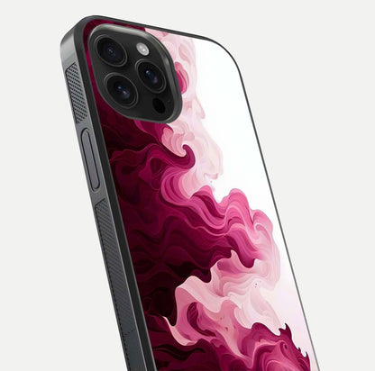 Crimson Wave Flow Glass Case for iPhone 16 Pro Max close-up highlighting flow texture and reflection tone