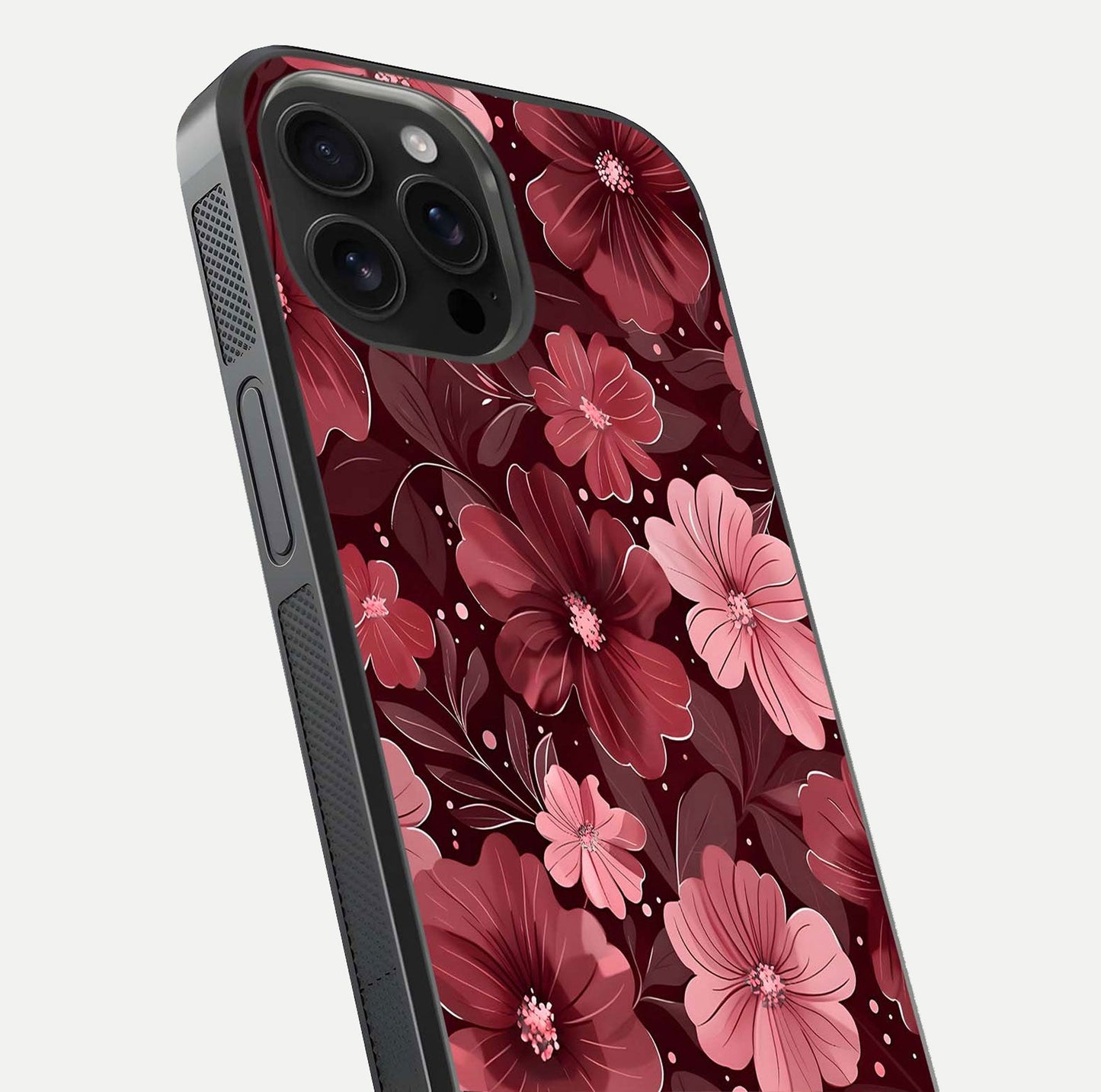Flower Blush Bloom Glass Case for iPhone 16 Pro Max close-up highlighting pastel tones and reflection clarity
