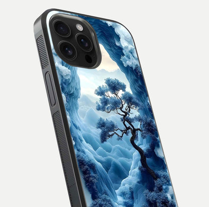 Frozen Serenity Gate Glass Case for iPhone 16 Pro Max close-up highlighting frosted texture and reflection tone