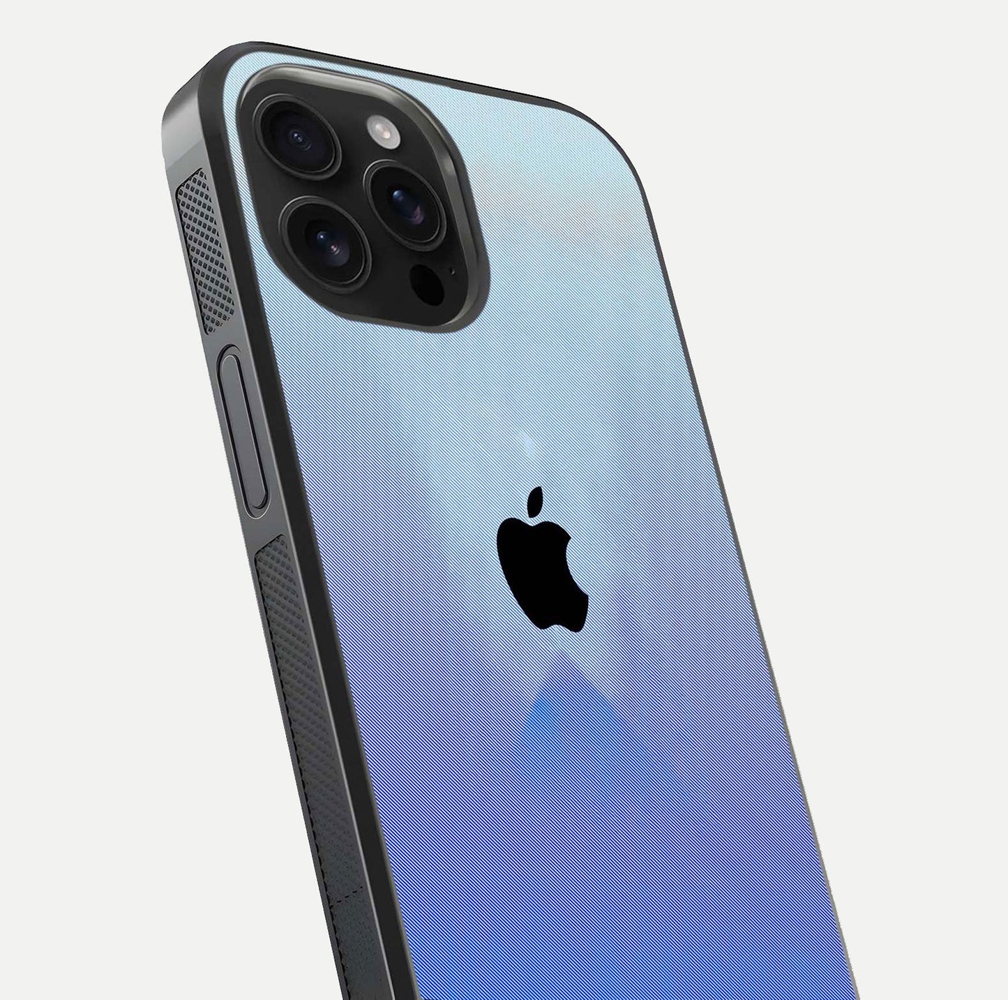 Gradient Apple Vibe Glass Case for iPhone 16 Pro Max close-up angled shot showing color transition and reflection brightness