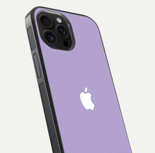 Lavender Soft Minimal Glass Case for iPhone 16 Pro Max close-up angled shot showing clean color texture and shine
