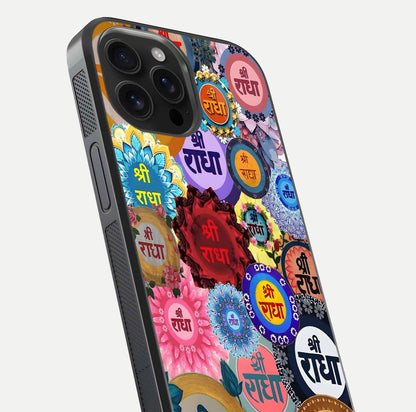 Radha Divine Bloom Glass Case for iPhone 16 Pro Max close-up angled shot highlighting divine detailing and shine