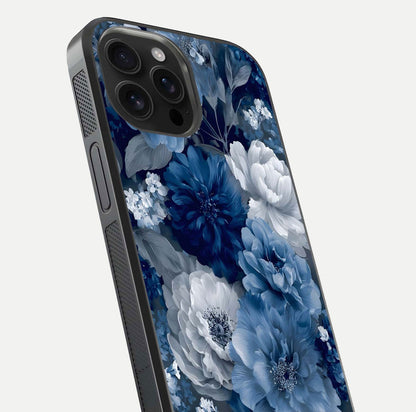Royal Bloom Garden Glass Case for iPhone 16 Pro Max close-up angled shot highlighting royal bloom texture and reflection