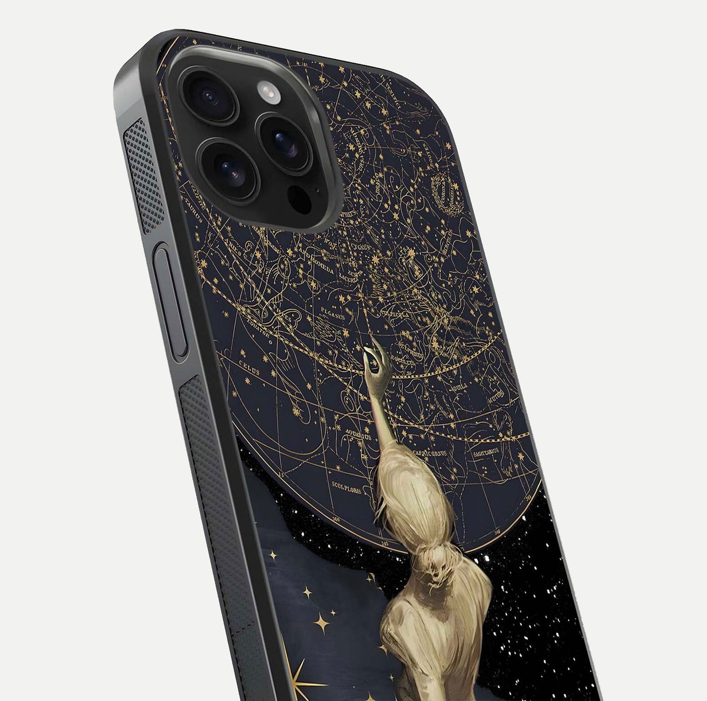 Taylor Swift Girl Glass Case for iPhone 16 Pro Max close-up angled shot highlighting texture and HD reflection