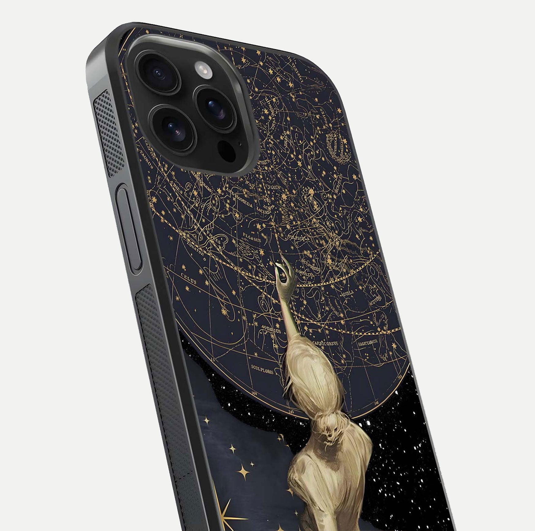 Taylor Swift Girl Glass Case for iPhone 16 Pro Max close-up angled shot highlighting texture and HD reflection