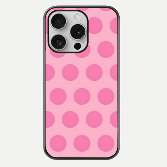 Sweet Dot Dreams iPhone 16 Pro glass phone case front view showcasing playful dot patterns with dreamy aesthetic