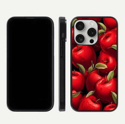 Apple Pattern Glass Case for iPhone 16 Pro front and back layout highlighting clean lines and protective glass finish