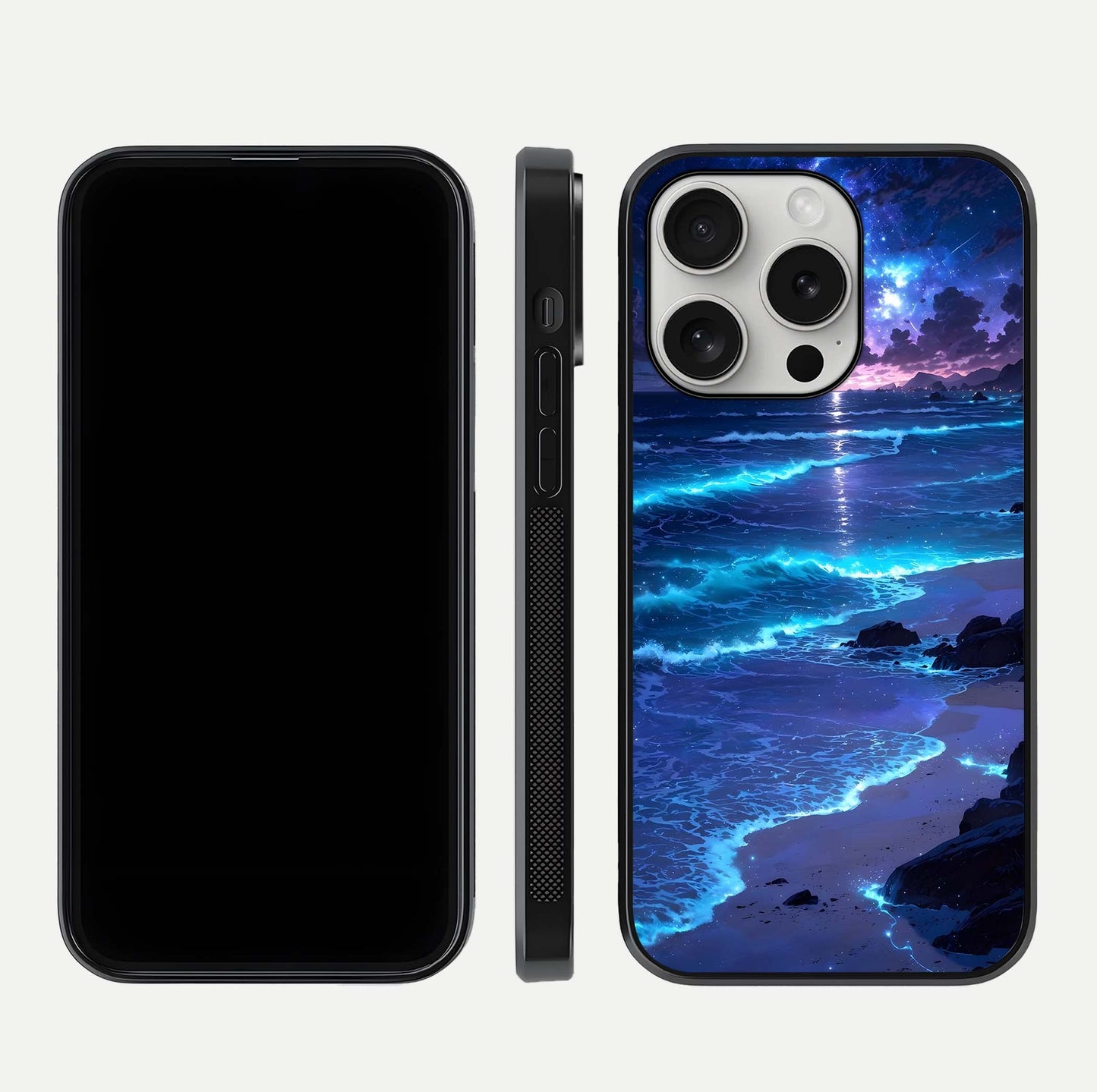 Classic Damn Look Glass Case for iPhone 16 Pro dual-view layout showing design clarity and glass polish